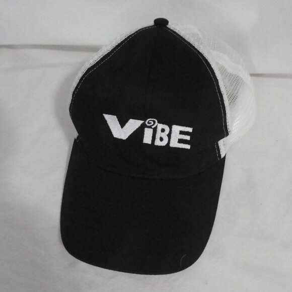 VIBE Black Baseball Cap with White Mesh Side and Back | Black Front | Vibe Print - Picture 1 of 6